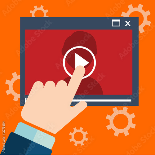Vector webinar concept in flat style video player online education