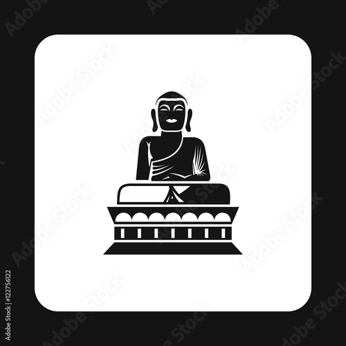 Buddha statue icon in simple style isolated on white background. Religion symbol vector illustration