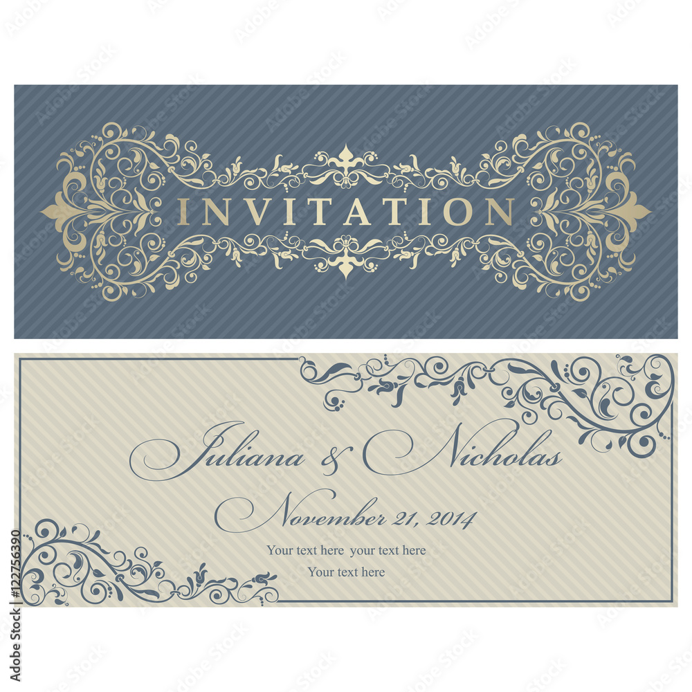Set of 2 Wedding Invitation card Baroque Set of 2 Wedding Invitation card Baroque