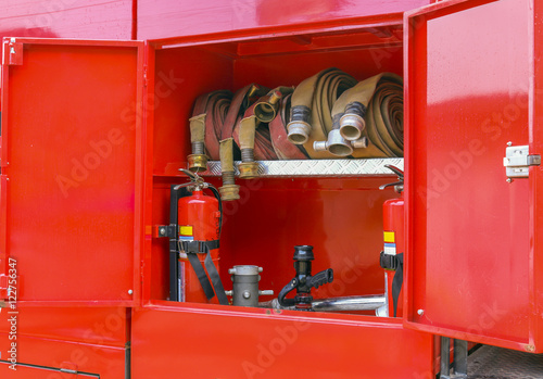 equipment of a modern fire engine