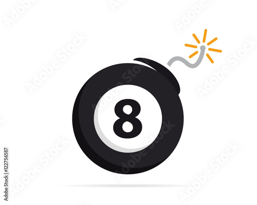 Vector logo design combination of a billiard ball and bomb. Billiard ball and bomb symbol or icon