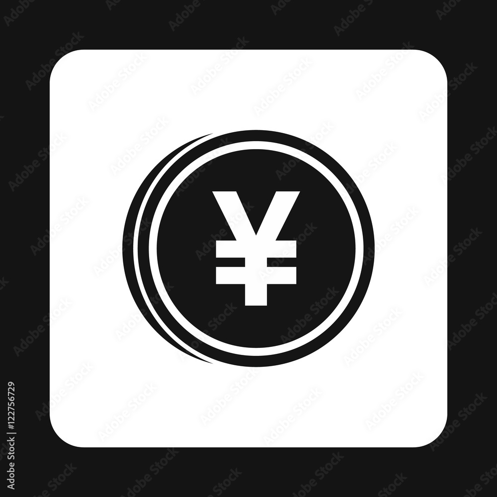 Coin yen icon in simple style isolated on white background. Monetary currency symbol vector illustration Coin yen icon in simple style isolated on white background. Monetary currency symbol vector illustration