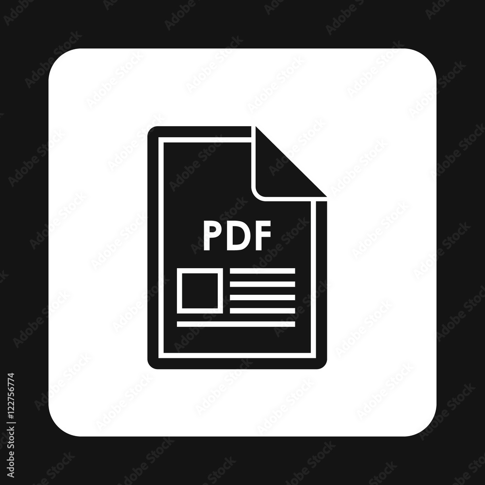 File PDF icon in simple style isolated on white background. Document type symbol vector illustration File PDF icon in simple style isolated on white background. Document type symbol vector illustration