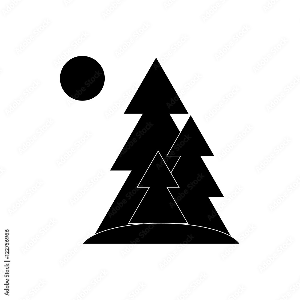 Obraz premium Tree and sun icon in simple style isolated on white background. Nature symbol vector illustration