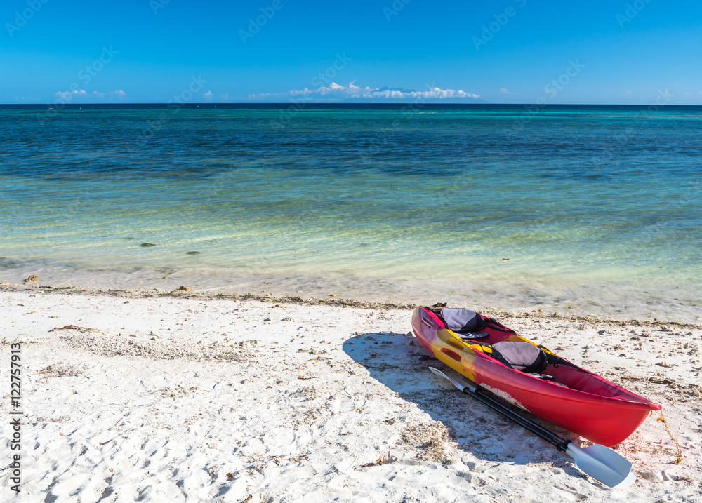 Sea kayak at the lonely Anda white beach of Bohol Islands of Phi Sea kayak at the lonely Anda white beach of Bohol Islands of Phi