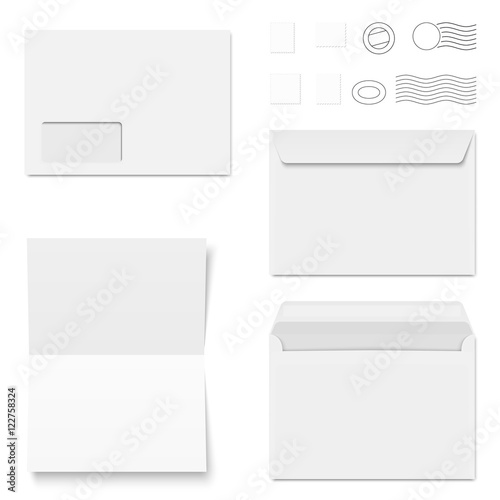 envelopes and postage stamps