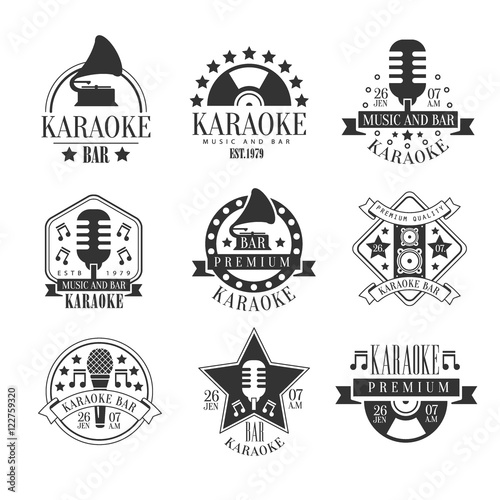 Karaoke Club Black And White Emblems