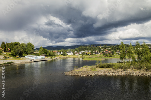 Norway Honefoss landscape river fjords and sky 01.07.2014