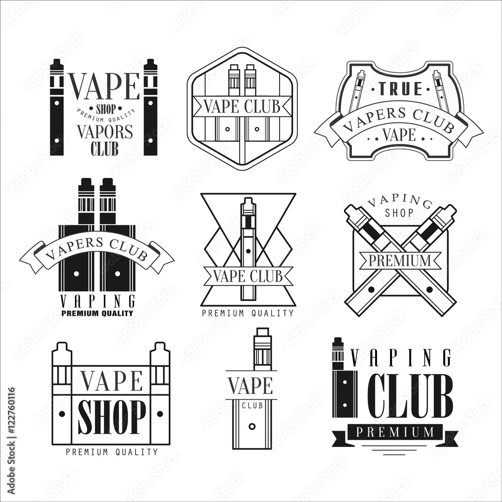 Vape Club Black And White Emblems