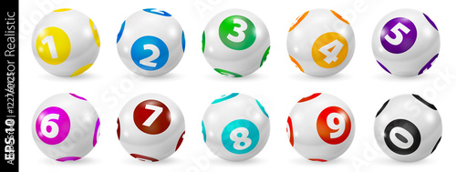 Vector Colorful Bingo. Lottery Number Balls. Colored balls isolated. Bingo ball. Bingo balls with numbers. Set of colored balls. Realistic vector. Lotto concept. Bingo balls set.