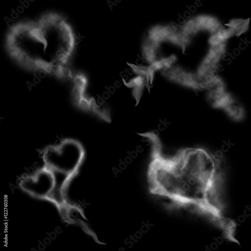 soft smoke heart shape on black background used for food or coffee cup