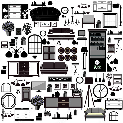 living room, home decoration, home furniture icons