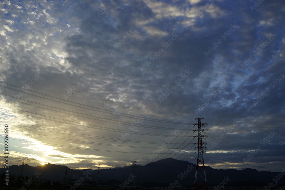 美しい夕焼け空　雲