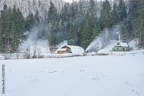 Snow making machine make snow at ski resort © vdovychenkodenys