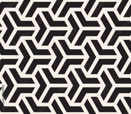 Vector Seamless Black And White Geometric Grid Pattern