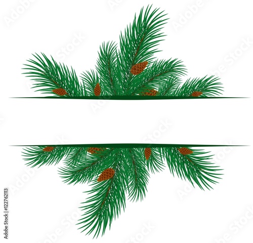 Frame with branches of spruce.