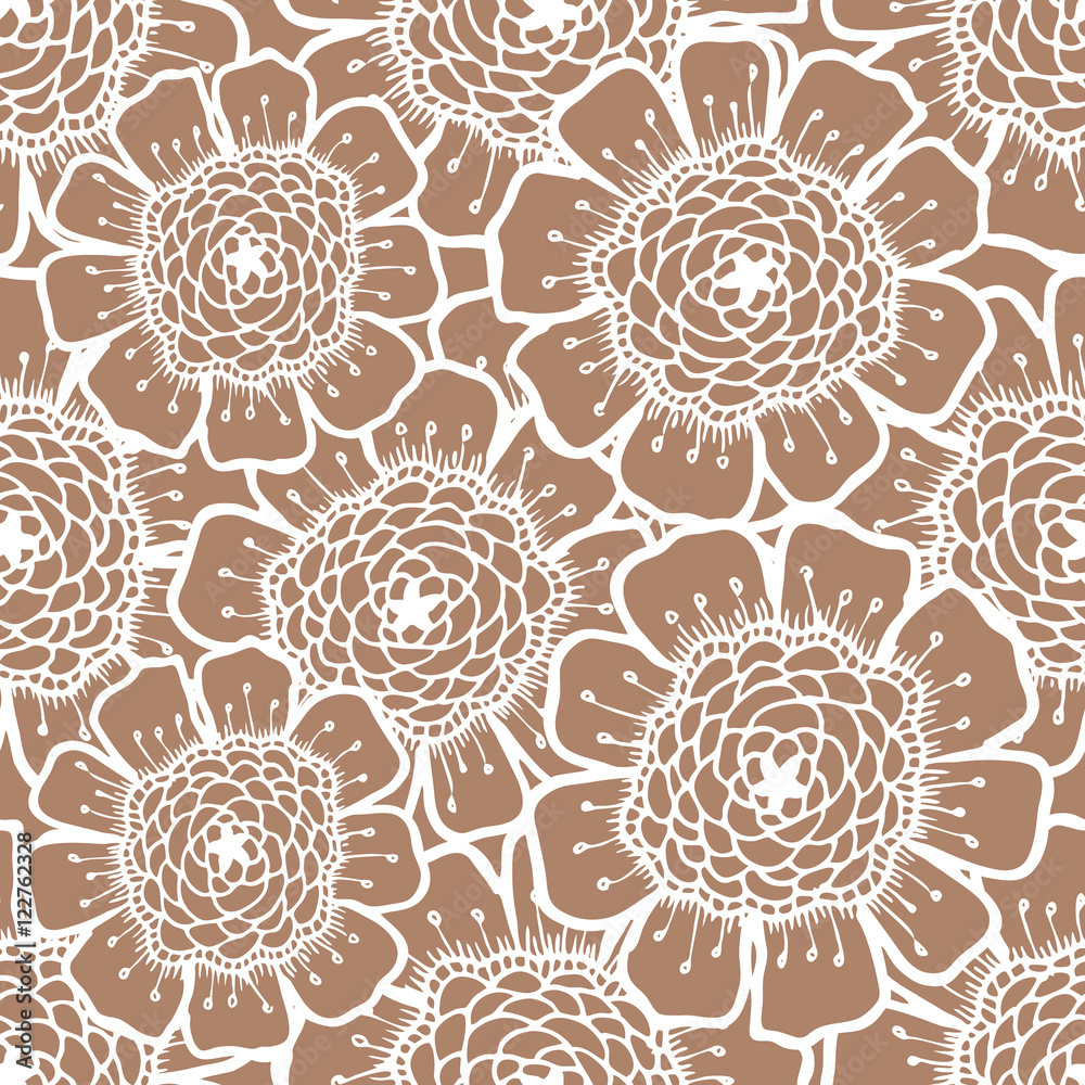Ornate floral pattern with flowers. Doodle sharpie background. template for card, poster, leaflet.