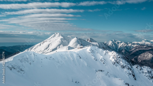 Beautiful landscape of snowy mountains, panorama
