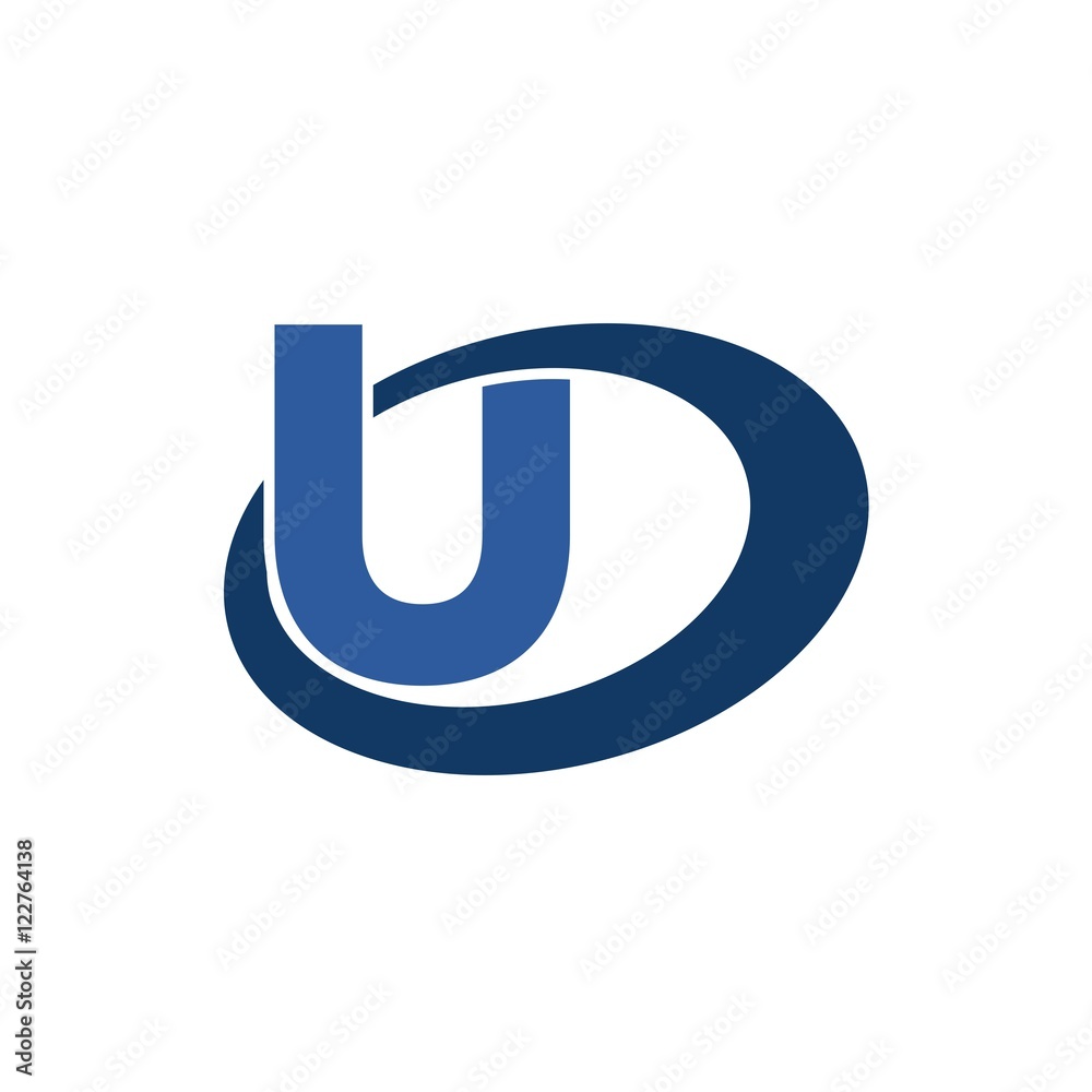 U letter initial in oval logo design U letter initial in oval logo design