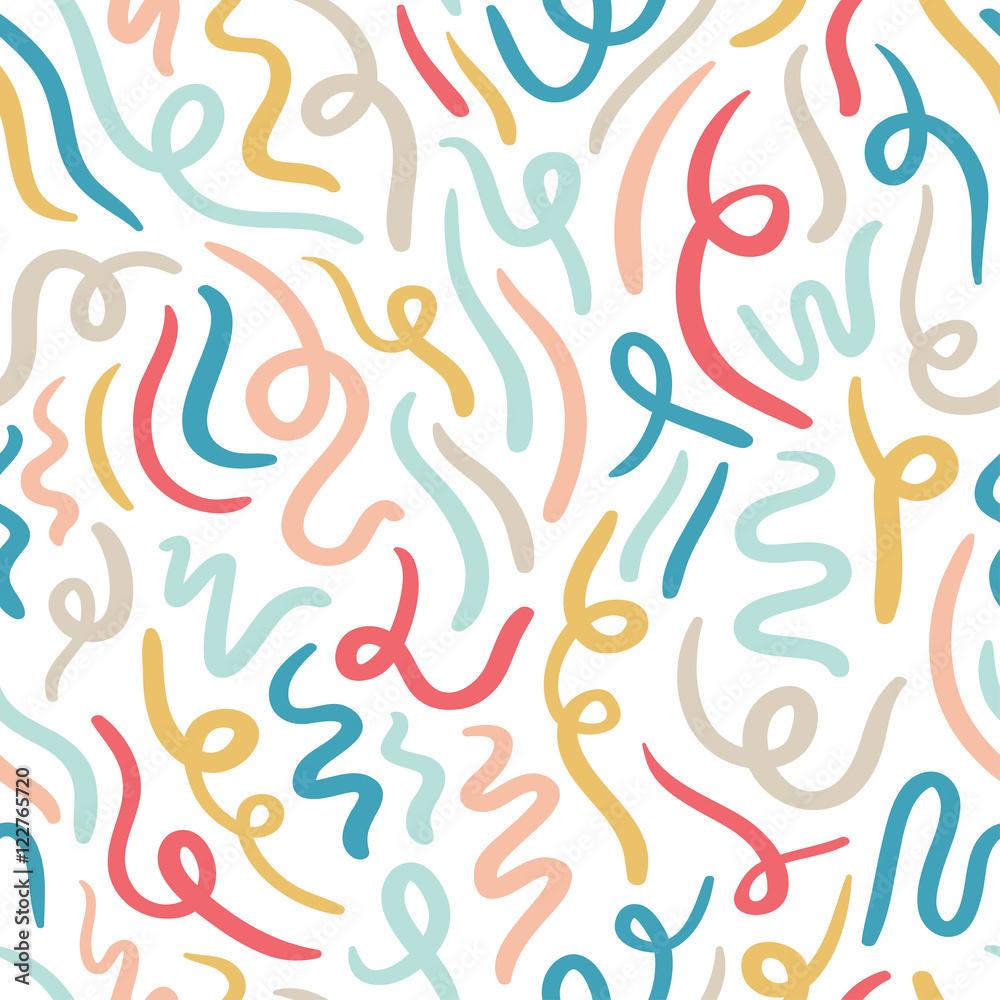Abstract colorful calligraphy seamless pattern