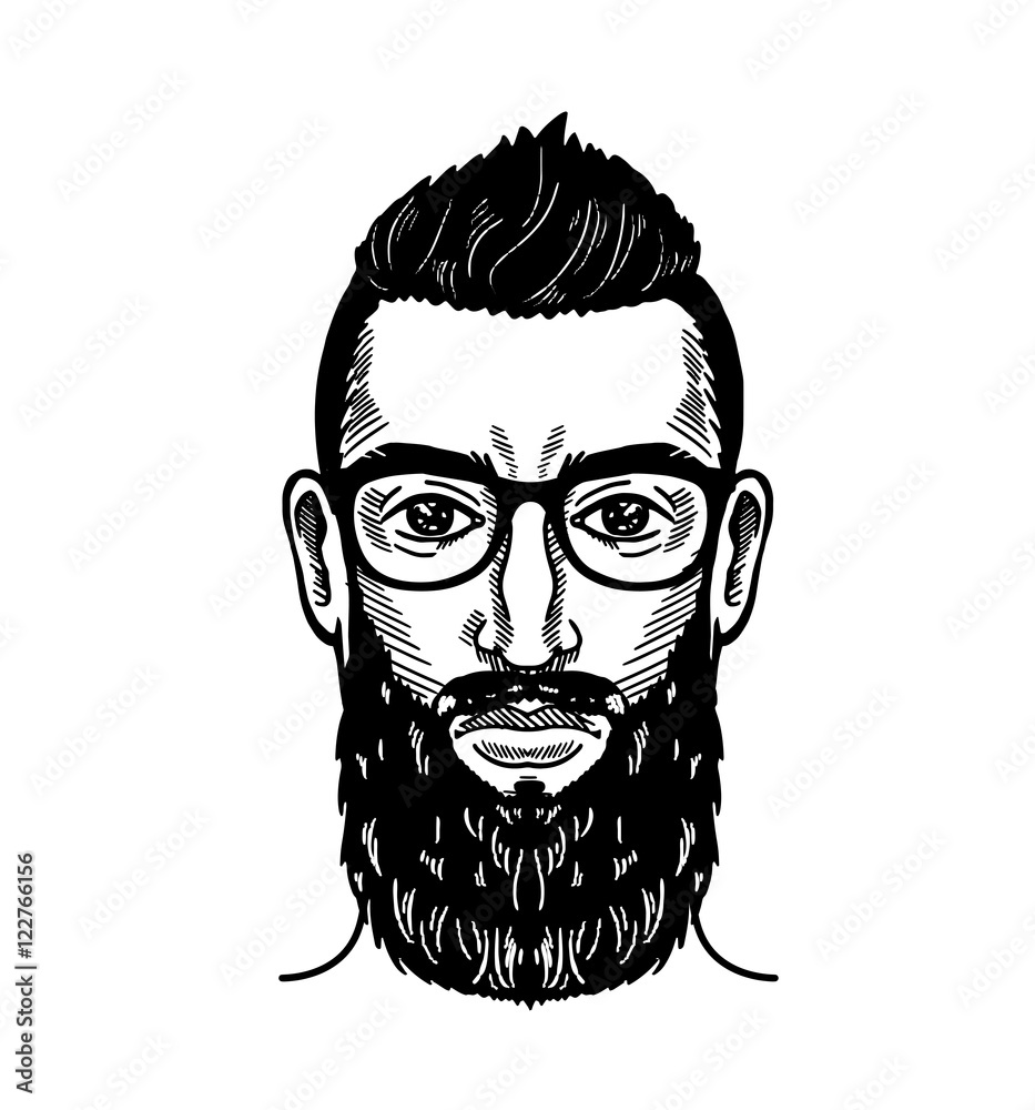 Fototapeta premium Portrait of bearded man for barbershop Hipster style