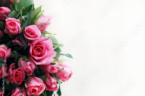 bouquet of pink roses  on white
