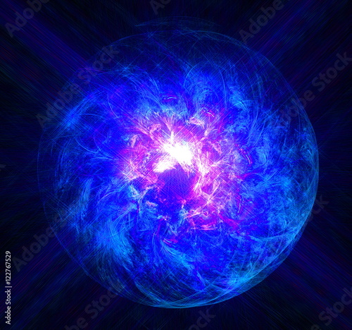 Magic ball burning blue flame photo