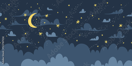 Night sky vector seamless pattern