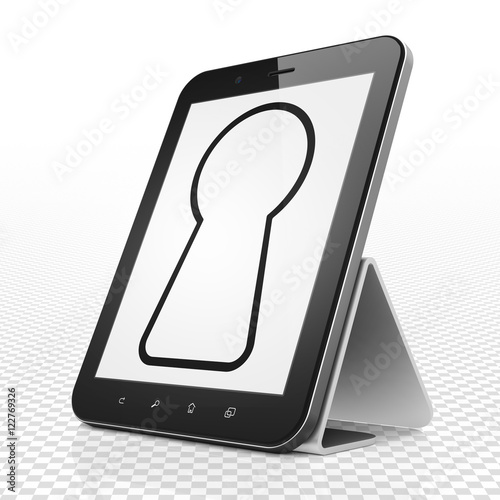 Information concept: Tablet Computer with Keyhole on display