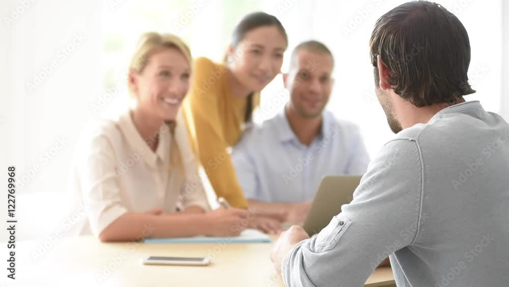 Portrait of man attending work meeting Portrait of man attending work meeting