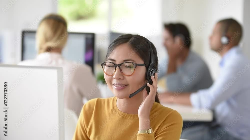 Customer service assistant working in office