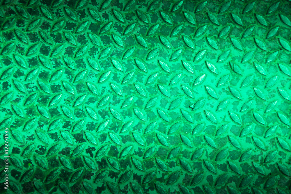 Fototapeta premium Green metal non slip surface background.