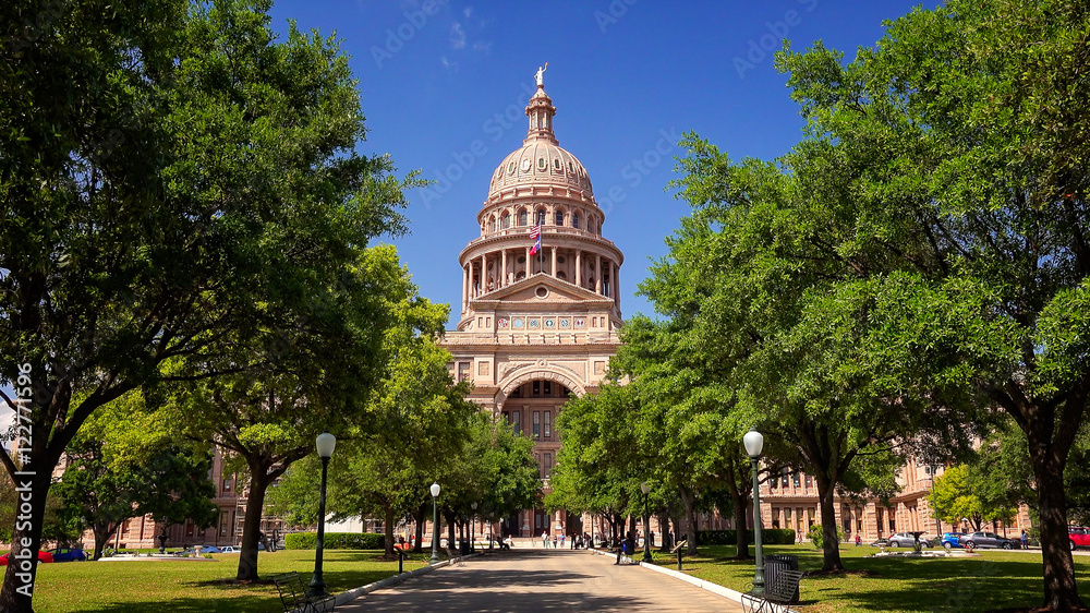 Texas State Capitol building in Austin during spring