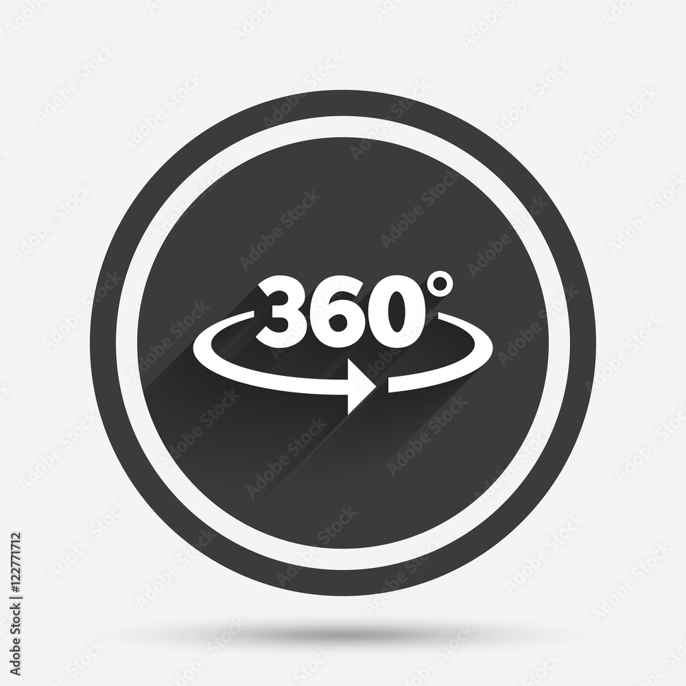 Naklejka premium Angle 360 degrees sign icon. Geometry math symbol.