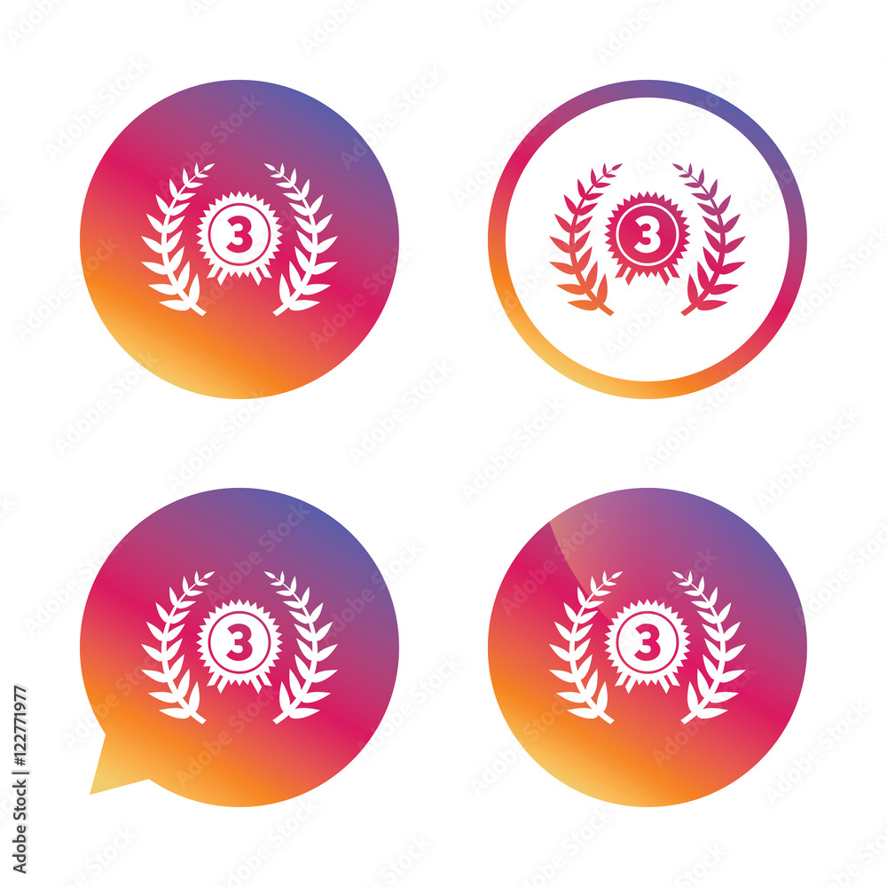 Third place award sign icon. Prize for winner. Third place award sign icon. Prize for winner.