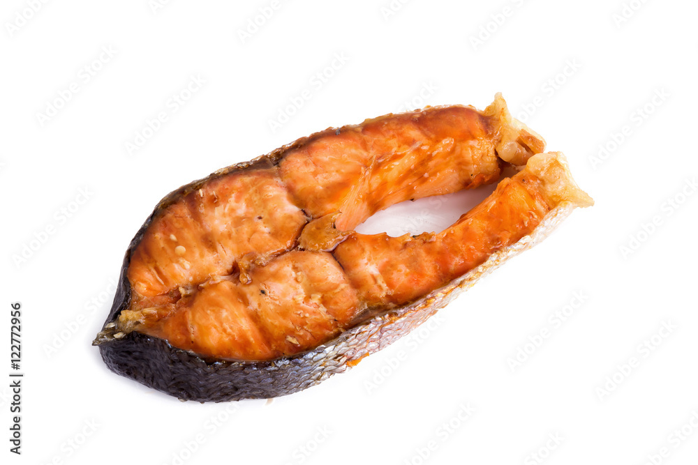 Salmon steak on white background. Salmon steak on white background.