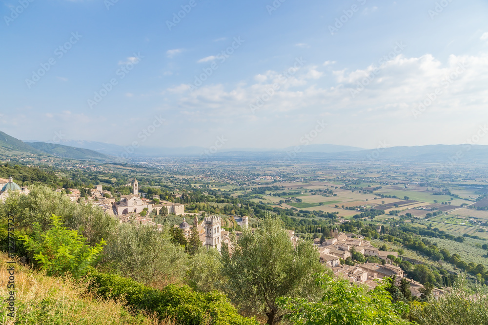 Assisi, Italy. The town on the slopes of Monte Subasio