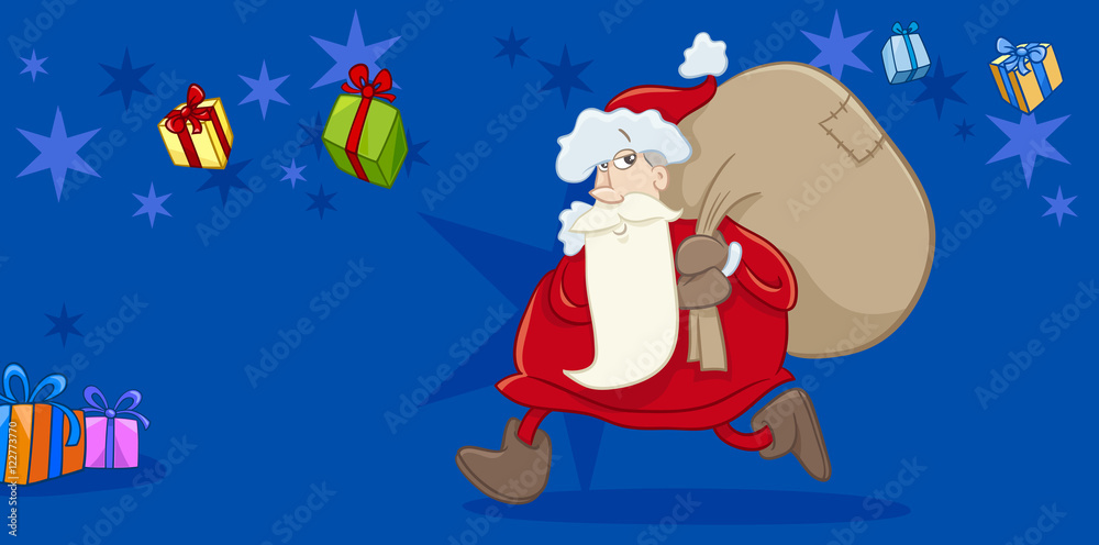 Naklejka premium santa with sack greeting card