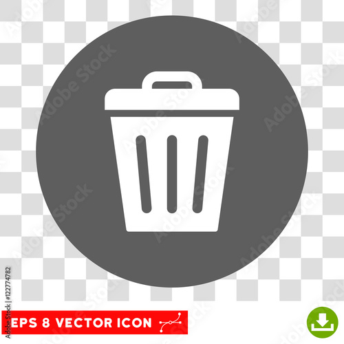 Trash Can round icon. Vector EPS illustration style is flat iconic bicolor symbol, white and silver colors, transparent background.