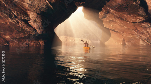 Boat in cave. photo