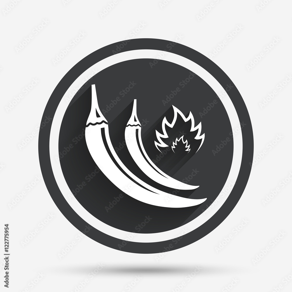 Hot chili peppers sign icon. Spicy food symbol. Hot chili peppers sign icon. Spicy food symbol.