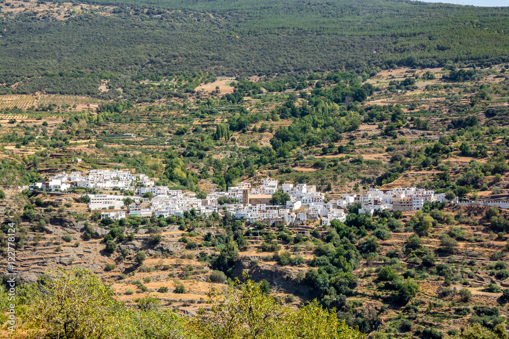 Fototapeta premium View of Bayárcal, the highest located town in Sierra Nevada with picturesque mountains, Almería region, Spain