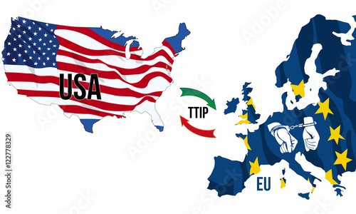 Obraz na płótnie TTIP umowa handlowa Między USA a Unią Europejską w salonie