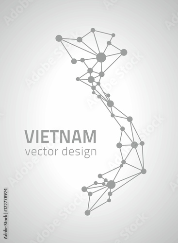 Vietnam outline grey and silver vector triangle map