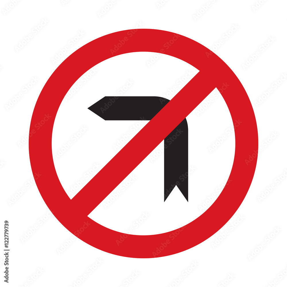 Traffic sign no left turn. Vector illustration. Traffic sign no left turn. Vector illustration.