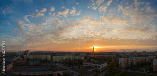 Sunset over the city Kielce  Poland