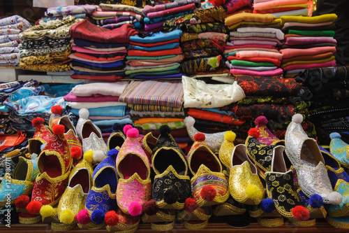 Market stall with turkish shoes at Grand Bazaar in Istanbul, © salparadis