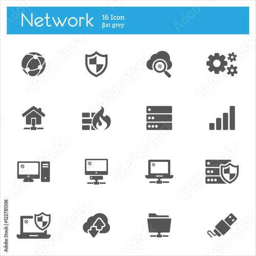 Network flat icons set