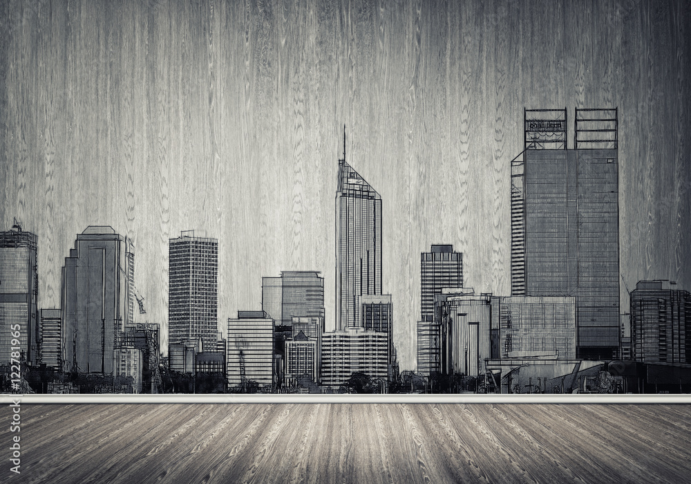 Fototapeta premium City design on wall