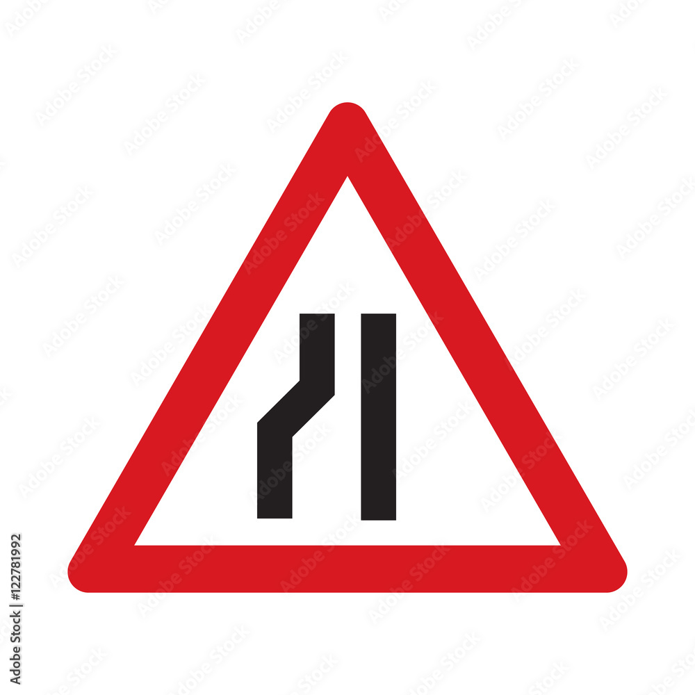Traffic sign road narrows. Vector illustration. Traffic sign road narrows. Vector illustration.